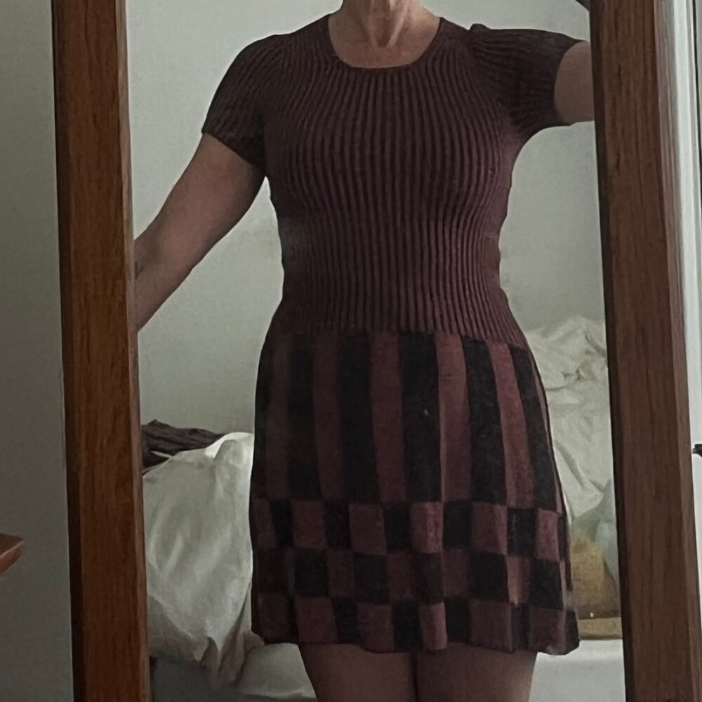 OOAK - 60s Vintage - Made In Italy Mod Burgundy Knit Dress - S or Petite M - NWT - Picture 9 of 9